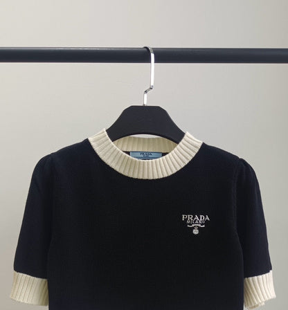 25 new Classic lantern sleeves logo embroidered cotton top