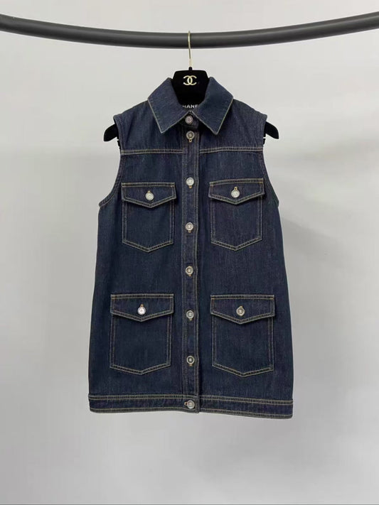 2025 new original color denim vest jacket