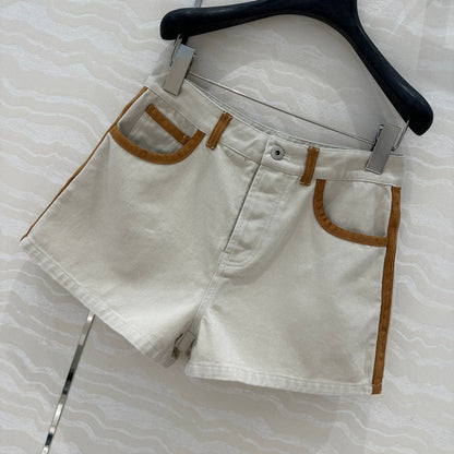 25 new contrast color hemming denim jacket + same style denim shorts