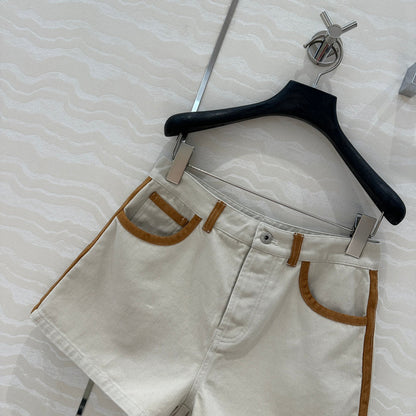 25 new contrast color hemming denim jacket + same style denim shorts
