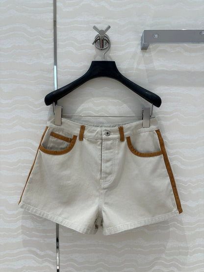 25 new contrast color hemming denim jacket + same style denim shorts