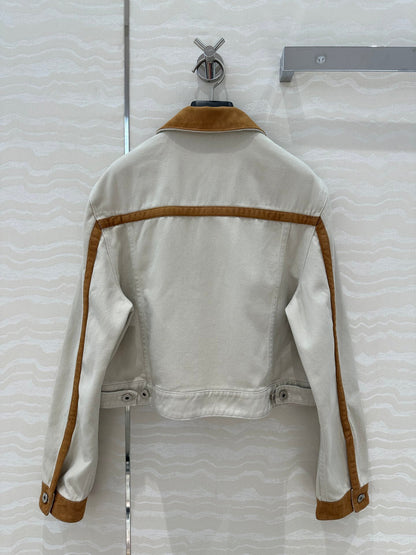 25 new contrast color hemming denim jacket + same style denim shorts