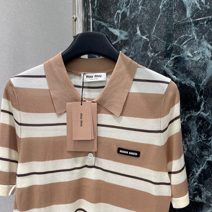 25 Striped polo collar short sleeves