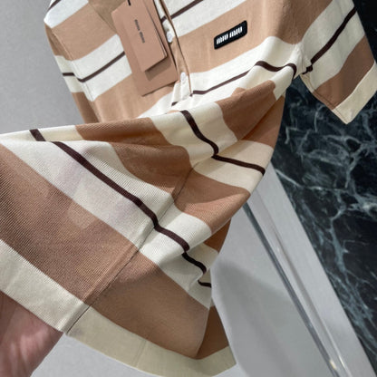 25 Striped polo collar short sleeves