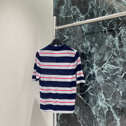 25 Striped polo collar short sleeves