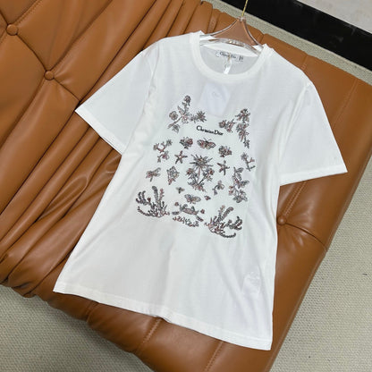 25 Round Neck Embroidered Butterfly Forest Short Sleeve