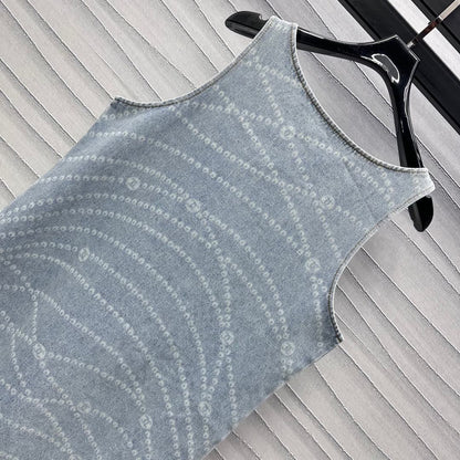 25 Laser chain denim dress