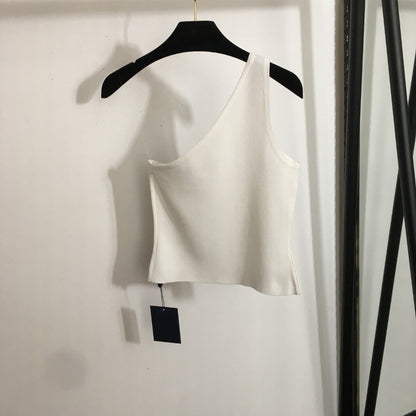 25 new style hot diamond logo off-shoulder knitted vest