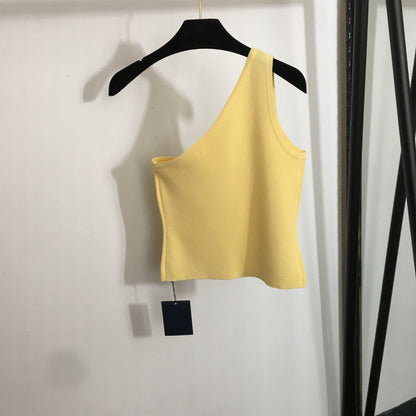 25 new style hot diamond logo off-shoulder knitted vest