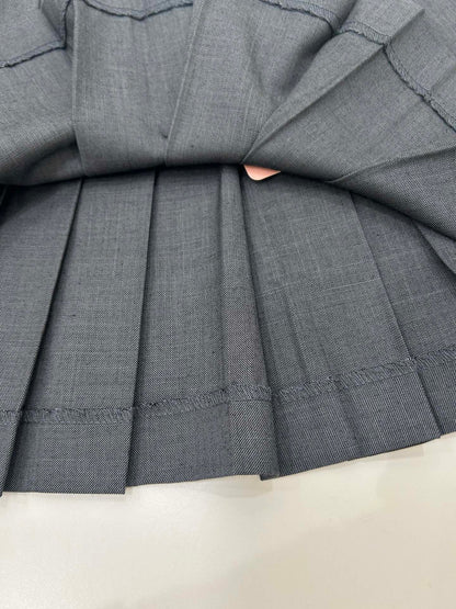 25 new white edge wool pleated skirt