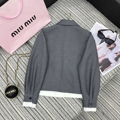 New contrast white edge design lapel jacket suit