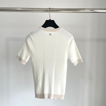 25 Letter Embroidery Fashion Casual Short Sleeve Knit Cardigan