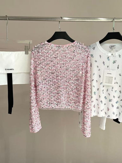 c 25 Pink bead cardigan