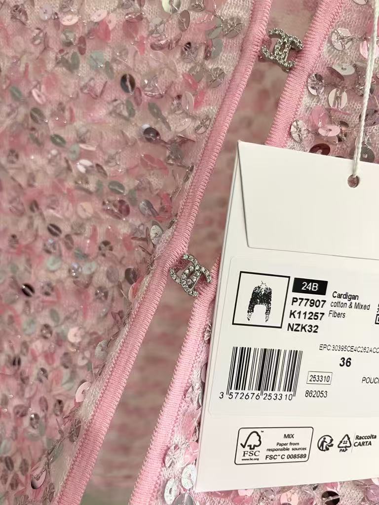 c 25 Pink bead cardigan