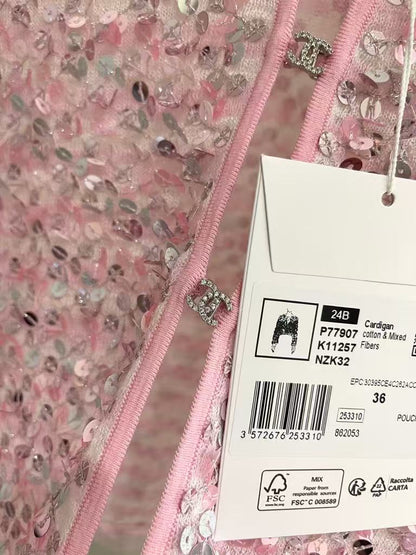 c 25 Pink bead cardigan