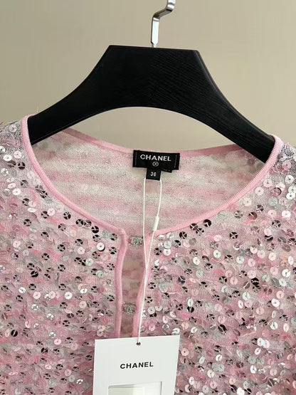 c 25 Pink bead cardigan