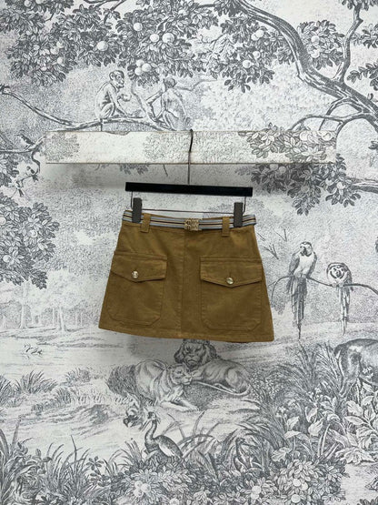 25 new Ribbon belt short skirt
