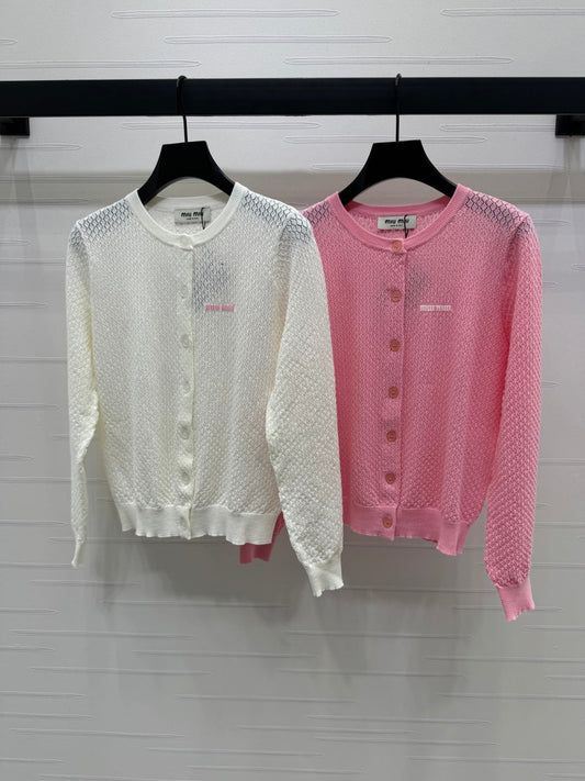 2025 Spring and Summer New Hollow Knit Cardigan