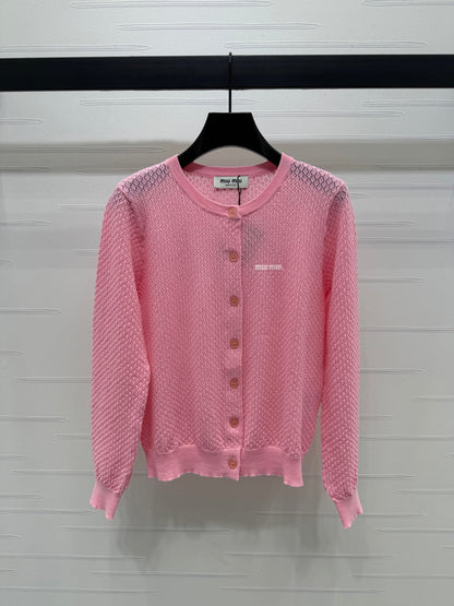 2025 Spring and Summer New Hollow Knit Cardigan
