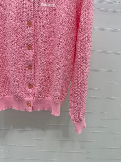 2025 Spring and Summer New Hollow Knit Cardigan