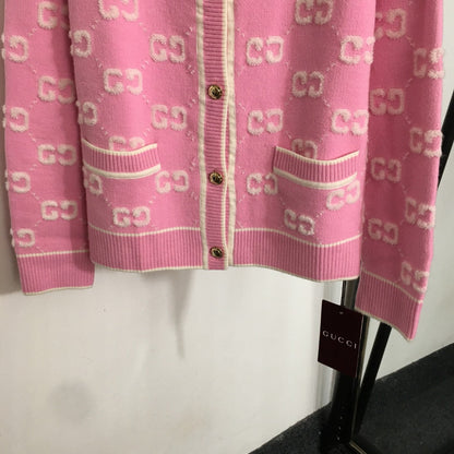 Plush GG letter jacquard single-breasted long-sleeved wool knitted cardigan jacket