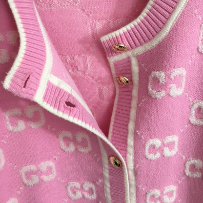 Plush GG letter jacquard single-breasted long-sleeved wool knitted cardigan jacket