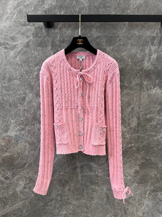 25Ss Early Spring New Product Heavy Craft Lace-up Pollen Cardigan