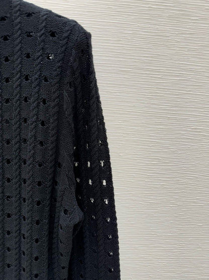 25 Early Spring New Round Neck Hollow Two-piece Knitted Dress