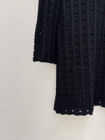 25 Early Spring New Round Neck Hollow Two-piece Knitted Dress