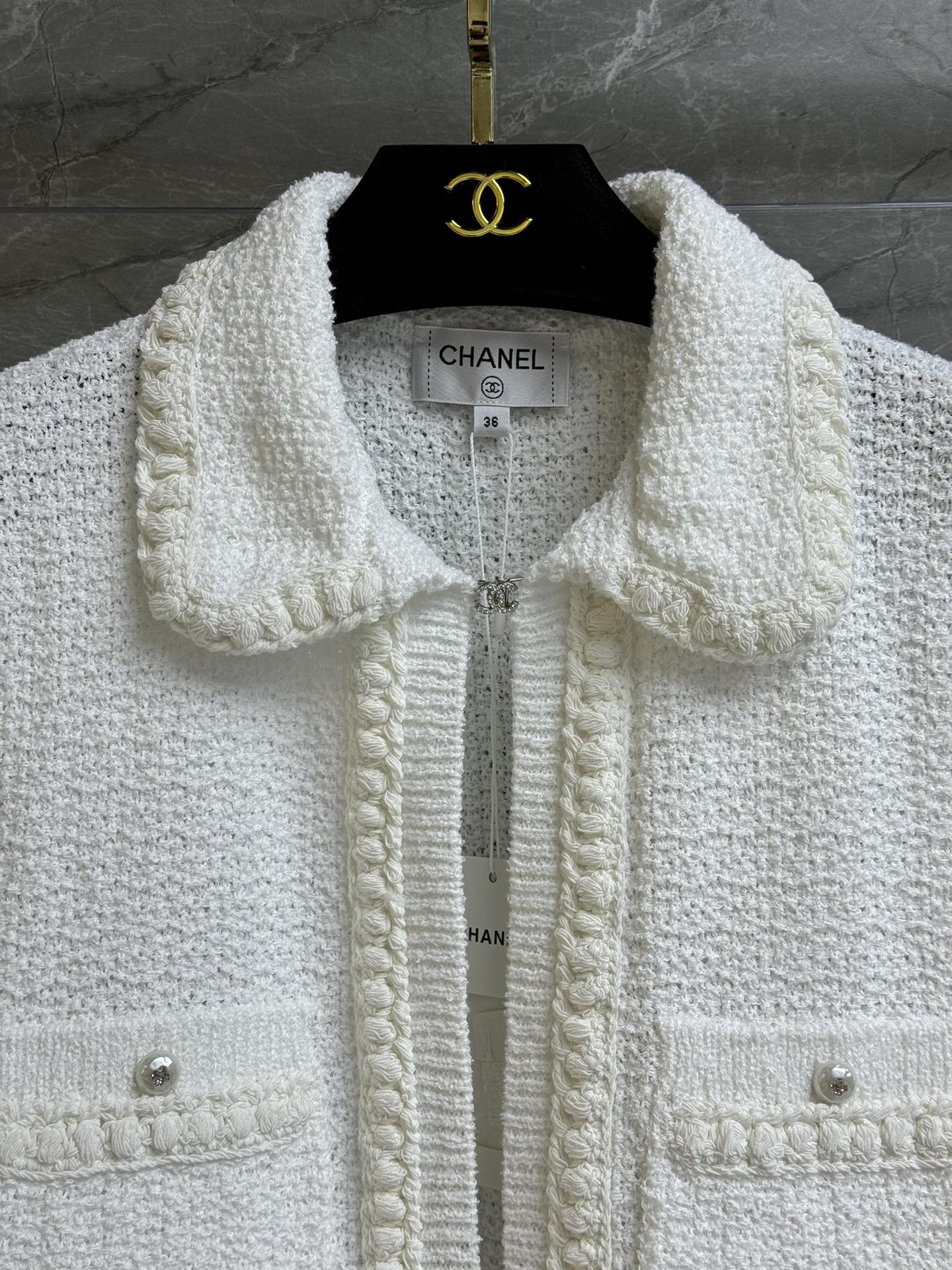 2025 Spring and Summer New Pearl Doll Collar Cardigan