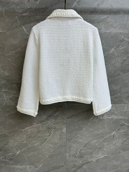 2025 Spring and Summer New Pearl Doll Collar Cardigan