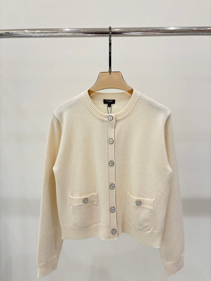 25 Early spring new round neck single row bird color button simple casual knitted cardigan