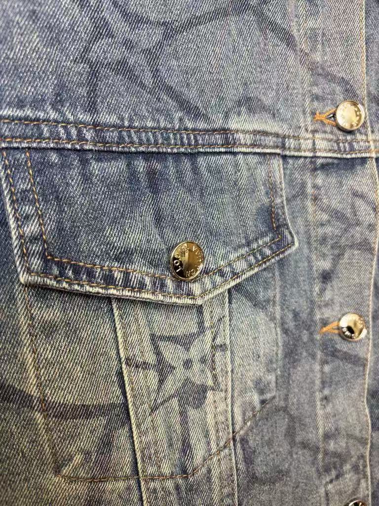 25 Heavy duty washed classic all over print embroidered jacquard denim jacket