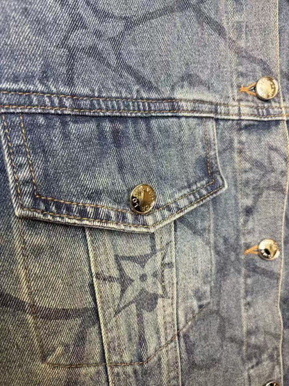 25 Heavy duty washed classic all over print embroidered jacquard denim jacket