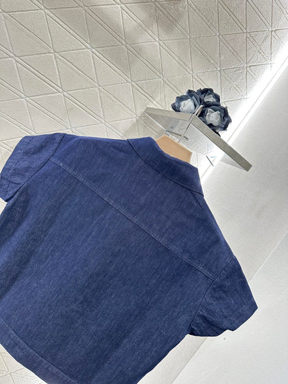 25 Denim short-sleeved shirt and shorts suit