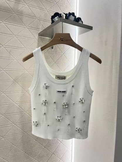 25 Nail bead rhinestone knitted vest