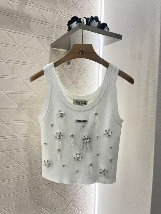 25 Nail bead rhinestone knitted vest