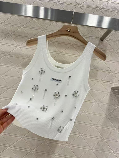 25 Nail bead rhinestone knitted vest