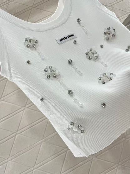 25 Nail bead rhinestone knitted vest