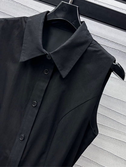 2025 New Arrivals Belt Sleeveless Shirt Dress