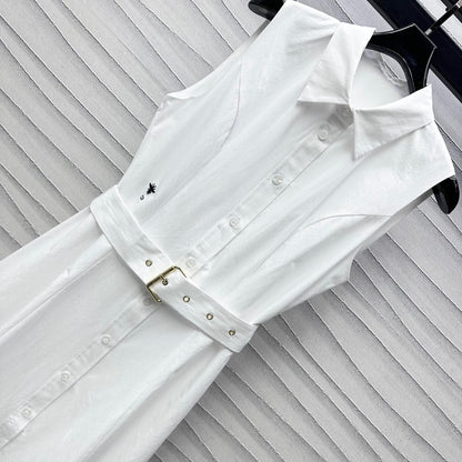 2025 New Arrivals Belt Sleeveless Shirt Dress