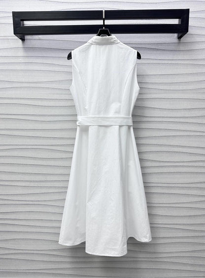 2025 New Arrivals Belt Sleeveless Shirt Dress