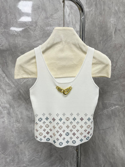 25 Classic floral rhinestone splicing metal buckle at the hem 🔗 Decorative vest