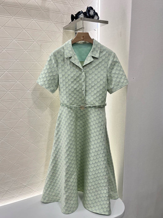 25 Jacquard waistband jumpsuit long skirt