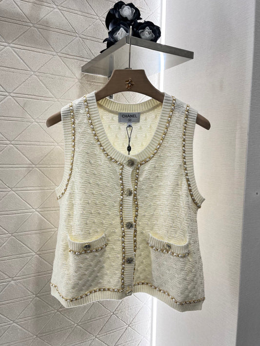 2025 New Leather Chain Knitted Vest