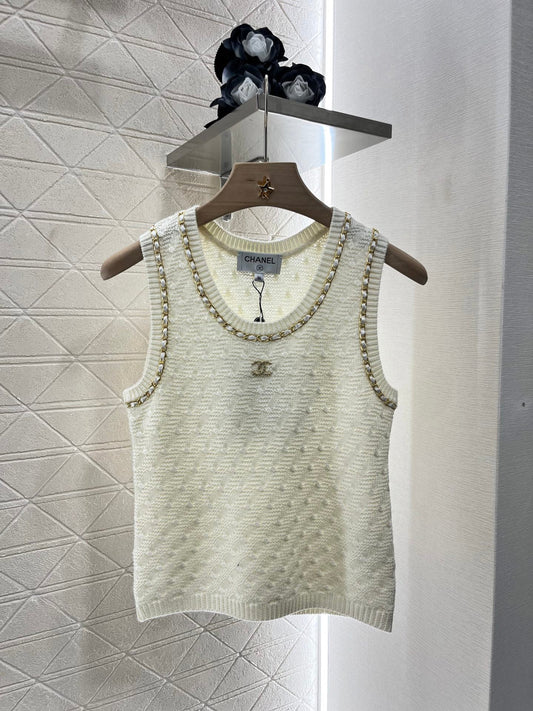 2025 New Leather Chain Knitted Vest