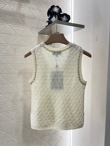 2025 New Leather Chain Knitted Vest
