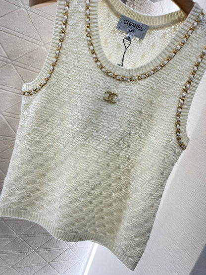 2025 New Leather Chain Knitted Vest