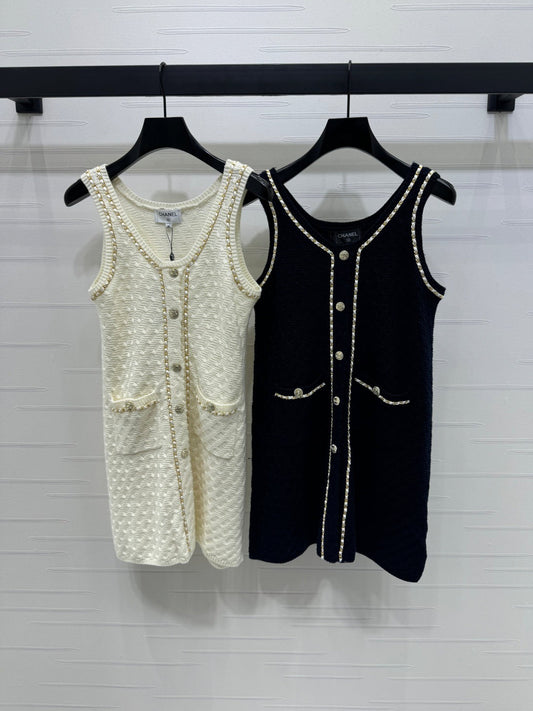 2025 Spring and Summer New Chain Knitted Vest Dress