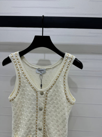 2025 Spring and Summer New Chain Knitted Vest Dress